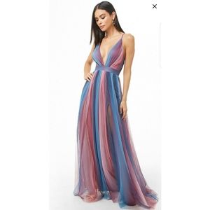 Tulle mesh pastel maxi dress